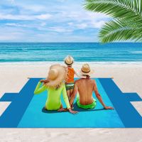 【cw】 Portable Beach Blanket Mat Portable Waterproof Lightweight for Travel Camping Hiking with 5 Stakes 1 Storage Bag