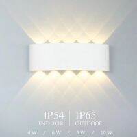 IP65 LED โคมไฟติดผนังกลางแจ้งกันน้ำสวนโคมไฟติดผนังอลูมิเนียมในร่มห้องนอนห้องนั่งเล่นไฟ AC85-265V ตกแต่งตารางการแข่งขัน