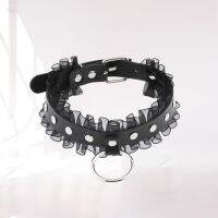 ผู้หญิงเซ็กซี่สีชมพู PU หนัง Bowknot Traction เชือกโลหะ Link Chain Bell จี้ Punk Collar Choker สร้อยคอเครื่องประดับ Accessories