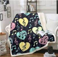 Erosebridal Love Fleece Blanket Musical Notes Sherpa Blanket for Kids Boys Girls Teens Colourful Heart Shape Blanket Throw Cartoon Music Theme Fuzzy Blanket Yellow Black Twin 100cmx150cm