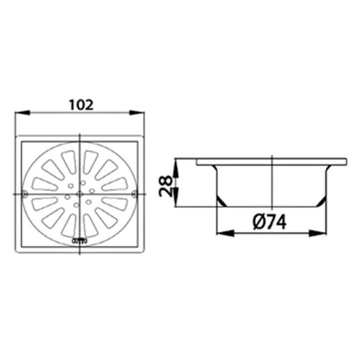 ตะแกรงกันกลิ่นเหลี่ยม-cotto-ct640z2-hm-4-นิ้ว-ตะแกรงดักกลิ่น-anti-odor-floor-drain-cotto-ct640z2-hm-square-4