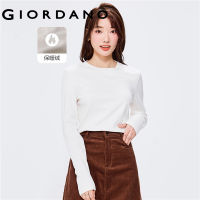 Giordanoผู้หญิง เสื้อยืดคอกลมแขนยาวผ้าฟลีซสีพื้นอบอุ่น Free Shipping 05322823