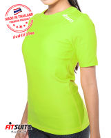 เสื้อรัดกล้ามเนื้อแขนสั้น หญิง FITSUITS ORIGINAL FF-S002-11 สีเขียวสะท้อนแสง เสื้อรัดกล้ามเนื้อ ชุดกีฬา วิ่ง โยคะ ฟิตเนส