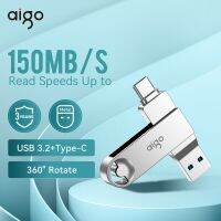 AIGO แฟลชไดร์ฟ USB3.2 128GB U Disk Type-C Gen 1ไดร์ฟปากกาโลหะแบบพกพาสำหรับ PC U353โทรศัพท์มือถือ