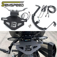 SEMSPEED มอเตอร์ไซค์ที่จับที่ติดท้ายแผ่นป้ายทะเบียนรถยนต์ด้านหลังพับได้พร้อมไฟสัญญาณเลี้ยวสำหรับ800NK CFMOTO 800 NK 2023