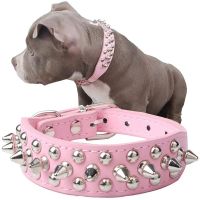 〖Love pets〗 Anti Bite Spiked Studded Pet Dog Collar PU Leather for Dogs Sport Padded Bulldog Pug Puppy Big Dog Collars Pets Supplies