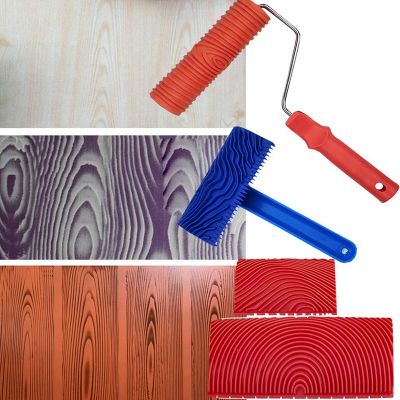 Wood Grain Tools, 4Pcs Wood Grain Roller Painting Tools Texture Pattern with Handles Texture Tool Paint,For Wall Room