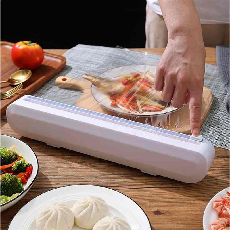Handy Plastic Kitchen Foil And Cling Film Wrap Dispenser Cutter Storage 3 Color 