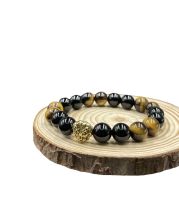 Tiger with onyx unisex Luxury bracelet.