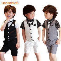 Lontakids ชุดชุดสูททางการสุภาพบุรุษเด็กผู้ชายเด็ก4ชิ้น,เสื้อผ้าฤดูร้อนสำหรับเด็กชุดแต่งงานปาร์ตี้วันเกิดสำหรับ2-11ปี