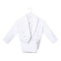 Boy White Bow Tie Christening Suits Kids Full Sleeve Formal Baptism Birthday Clothing Suits Children Ivory Gentlemen Tuxedo 5Pcs