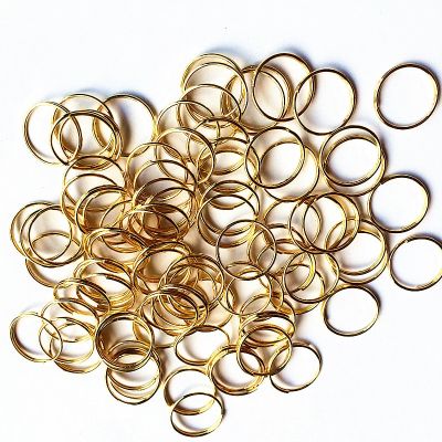 แหวนเหล็กสแตนเลสกลมชุบทอง12มม. ชิ้น/ล็อต1000อุปกรณ์เสริมม่านลูกปัดข้อต่อโลหะห้อยจี้แขวน