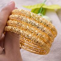 24K Luxury Ethiopian Gold Bangles For Women Wedding Bride Bracelets Gold Color Jewelry Middle East African Gifts