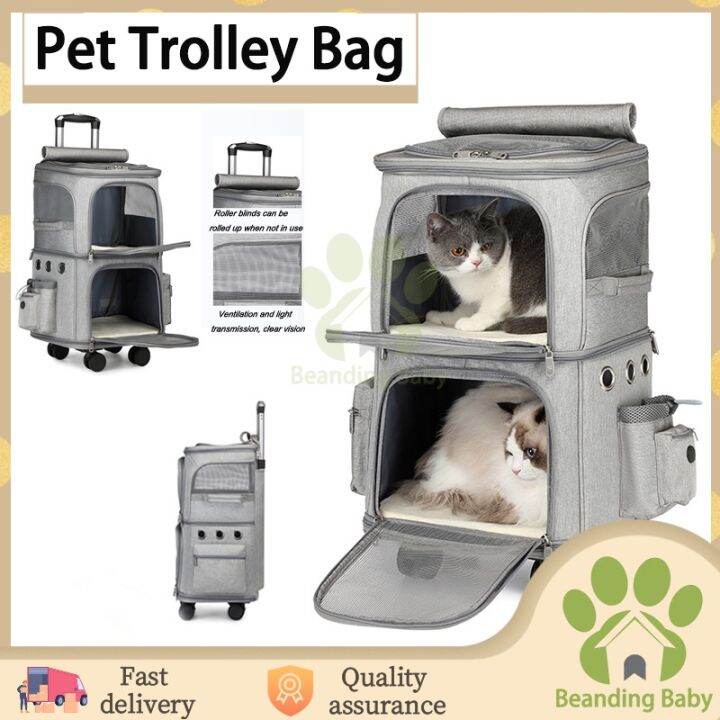 Double-layer Pet Trolley Bag Portable Outdoor Telescopic Trolley Case ...