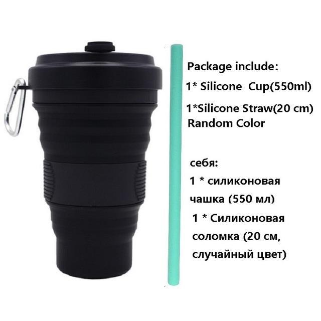 high-end-cups-ถ้วยกาแฟซิลิโคนพับได้พร้อมฝาฟาง550มล-foldingleakbpa-ฟรี-reusablewater-bottleblack