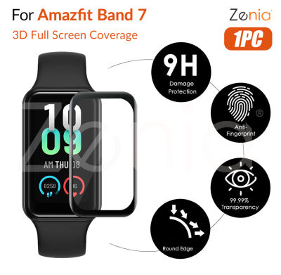 Zenia 1ชิ้น20D HD เปลี่ยนหน้าจอแบบเต็มขอบโค้งเต็มครอบคลุมฟิล์มป้องกันสำหรับ  Amazfit Band 7 วง7 Band7สมาร์ทนาฬิกาสปอร์ต HD 9H 3D ป้องกันกระจกระเบิดป้องกันรอยขีดข่วนอุปกรณ์เสริมฟิล์ม