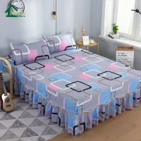 CS 6 feet,180*200cm 【1 bed cover + 2 pillowcases】 Simmons bedspread Korean bed sheet bed cover non-slip bed sheet (Polyester fabric) skirt length 38cm