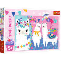 Trefl ปริศนาจิ๊กซอว์เด็กนำเข้า 100 ชิ้น Happy Alpaca Early Educational Intelligence Fun Toys for Boys and Girls 16363