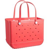 1 Piece Waterproof Washable Tote Bag Tip Proof Durable Open Tote Bag for the Beach Boat Pool Sports, Red