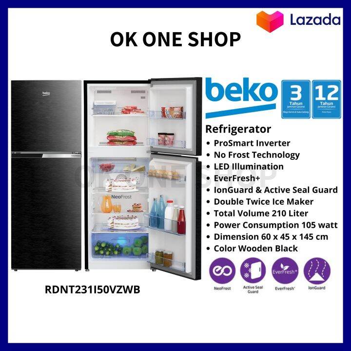 BEKO Kulkas 2 Pintu RDNT231I50VZWB (231 L) INVERTER - No Frost | Lazada ...