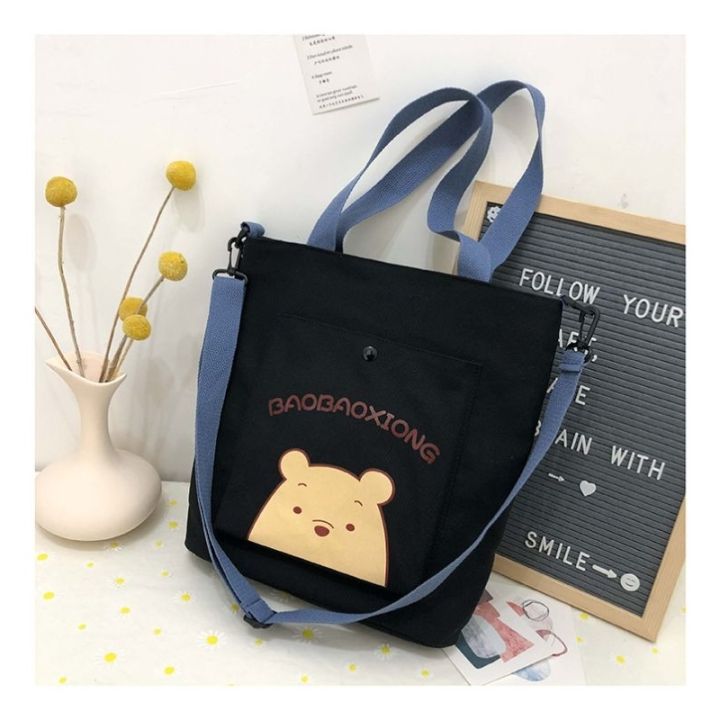 LHHHH#8193# new cute canvas tote bag bear printed sling bag | Lazada PH