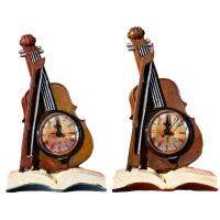 Violin Resin Decoration Miniature Violin Home Decoration Aesthetic 3D Violin Table Clock for Bedroom Aesthetic Collection Desktop Library Home latest