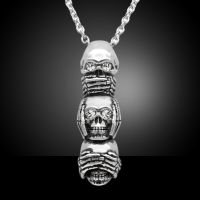 Ladies Fashion Income Vintage Skull Necklace Personality Action Hip Hop Street Jewelry Pendant Anniversary Party Birthday Gifts Fashion Chain Necklace