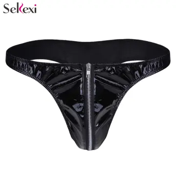 Mens Sexy Soft Leather Short Pants For Sex Latex Sheath Underwear