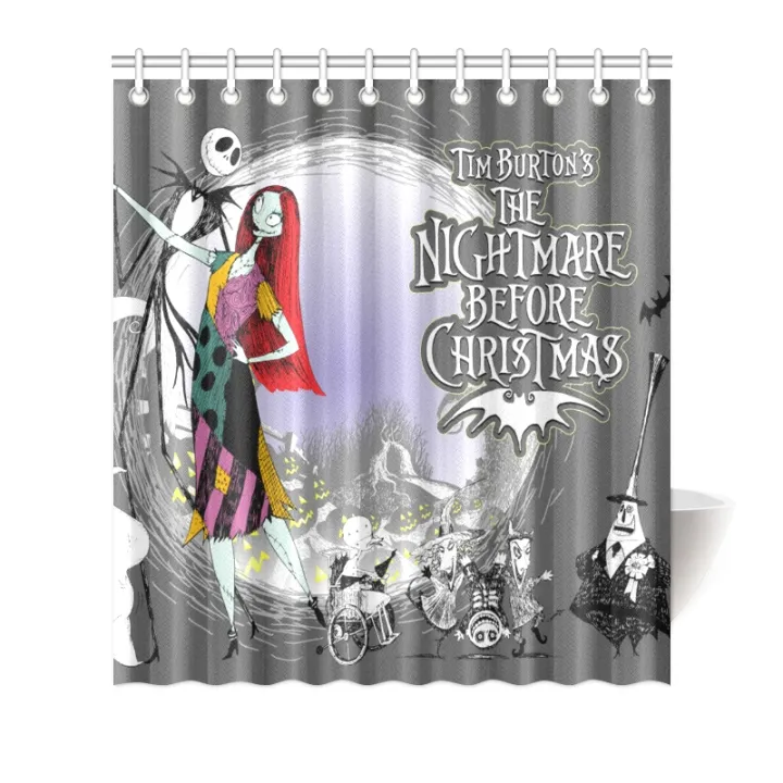 Nightmare Before Christmas Shower Curtain Bath Decor Curtain Lazada.co.th
