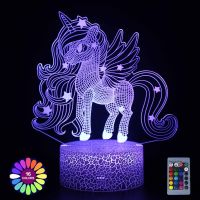 Unicorn Night Light Colorful LED Lights Table Lamp Room Decor Touch Remote Night Lamp Desk Ornament Kids Holiday Birthday Gift Night Lights