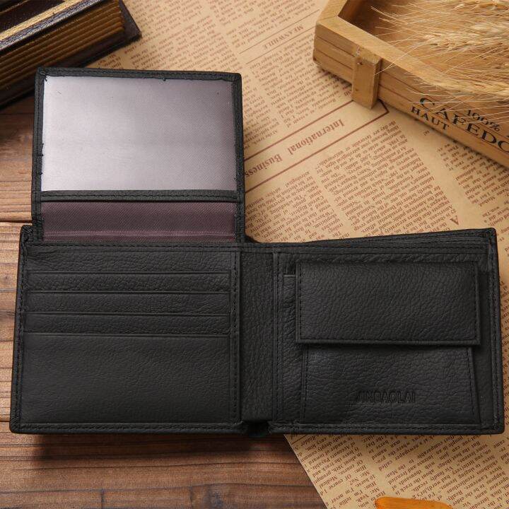 layor-wallet-กระเป๋าสตางค์หนังวัวแท้สินค้าพรีเมี่ยมกระเป๋าใส่เงินของผู้ชายหนังแท้สั้นสีดำ-กระเป๋าเล็ก-walet-portefeuille-homme