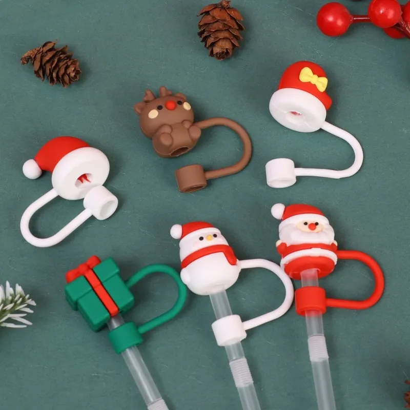 Christmas Series Dustproof Silicone Straw Cover, Reusable Splash Proof Cute  Straw Plug For Straw, Cup Accessories - Temu