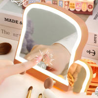 Home Beauty Mirror Desktop Beauty Mirror Desktop Foldable Makeup Mirror Rechargeable LED Makeup Mirror Light Fill Mirror