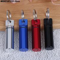 1pc Waterproof Aluminum Pill Box Medicine Case Container Bottle Holder Keychain Carabiner Outdoor Pill Case PillBoxAdhesives Tape