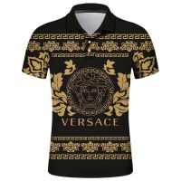 2022 LLowest price New Versace Mens Fashion Casual Polo Shirt 3D Digital Print Short Sleeve Loose Q