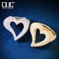 {Xixi เครื่องประดับ} CUC Hollow Heart ผู้หญิงแหวน Zircon น้ำแข็งออกแหวนทองแดงเสน่ห์แฟชั่นเครื่องประดับ HipHop ของขวัญที่ระลึก