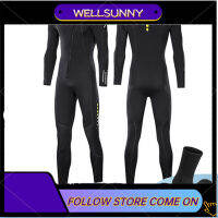 Wellsunny ชุดดำน้ำสกูบ้าสำหรับผู้ชาย Baju Menyelam Neoprene 3มม. อุปกรณ์ตกปลาใต้น้ำอุปกรณ์ชุดเว็ทสูท