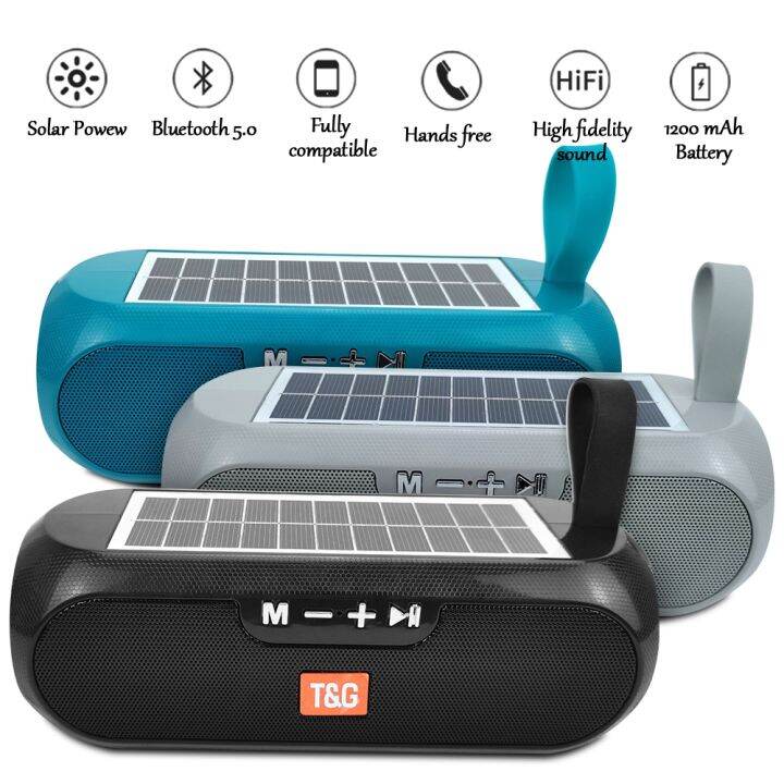 tg182-solar-boombox-outdoor-speaker-10w-usb-portable-wireless-column-loudspeaker-waterproof-support-tf-card-fm-radio-aux-input