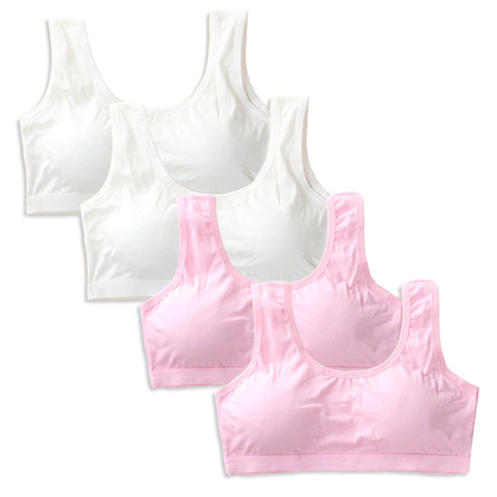 4Pcs Underwear Adjustable Bra Teenage Girls Cotton Training Bra Children  10-13Y
