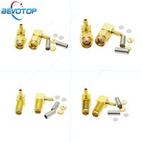 10pcs/lot SMA Male/Female Right Angle Center Nut Bulkhead Crimp RG174 RG316 LMR100 RF Connector Gold Plated 50 Ohm