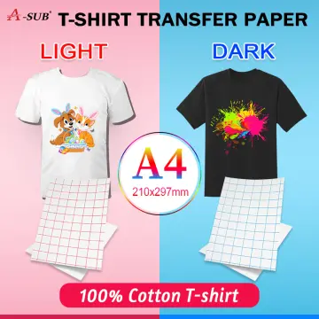 40 Sheets A-SUB Inkjet Iron-On Heat Transfer Paper DARK + LIGHT Fabric  T-shirts
