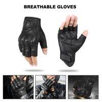 【CW】2023 New Motorcycle Gloves Winter&amp;Summer Motocross Protective Gear Touch Screen Gloves Real Leather Half finger Riding Gloves