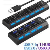 USB 2.0 Hub Multi USB Splitter Hub Use Power Adapter 4Port Multiple Expander USB Hub with Switch 30CM Cable USB Hubs