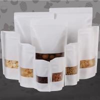 White Standup kraft paper bag with matt window and zipper for food  paper ziplock bag 100pcs/lot Food Storage Dispensers