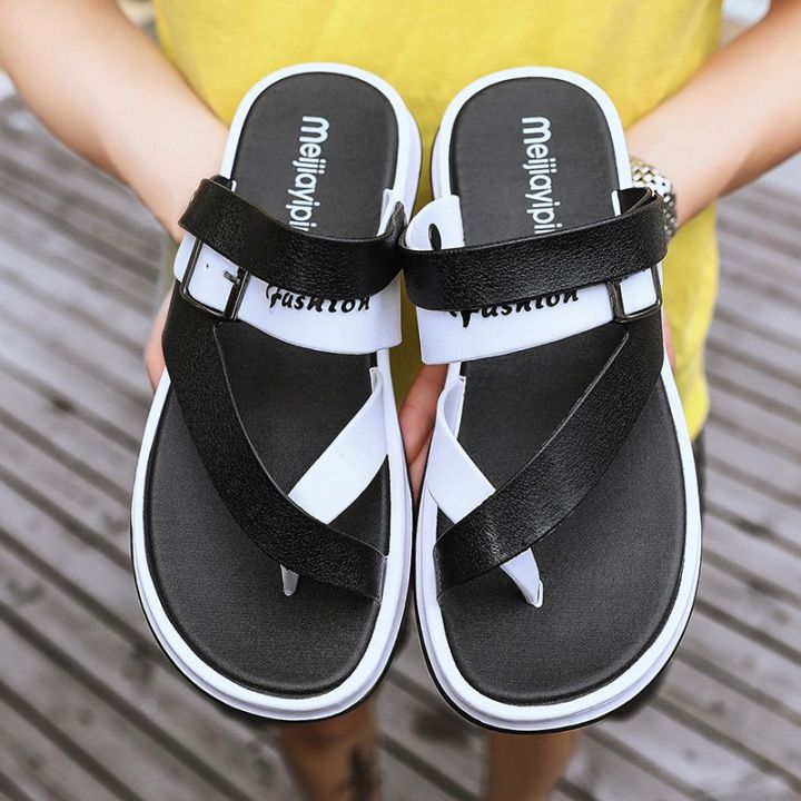 men-sandals-รองเท้าแตะรัดส้นสีดำสไตล์เกาหลี-ส่งฟรี-รัดส้นรุ่นใหม่-ชายรองเท้าแตะ-รองเท้าแตะชายหาด-รองเท้าแตะแฟชั่น