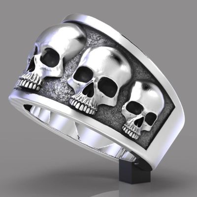 Retro Punk Skull Men Ring Hip Hop Rock Gothic Punk Fashion Gift Demon Skull Ring 2021