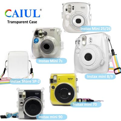 ถุงพลาสติกเคสป้องกันคริสตัลใสพร้อมสายคล้องสำหรับ Fujifilm Instax กล้องจิ๋วสำหรับ Mini 8/9/7S/25/26/70/90/SP2