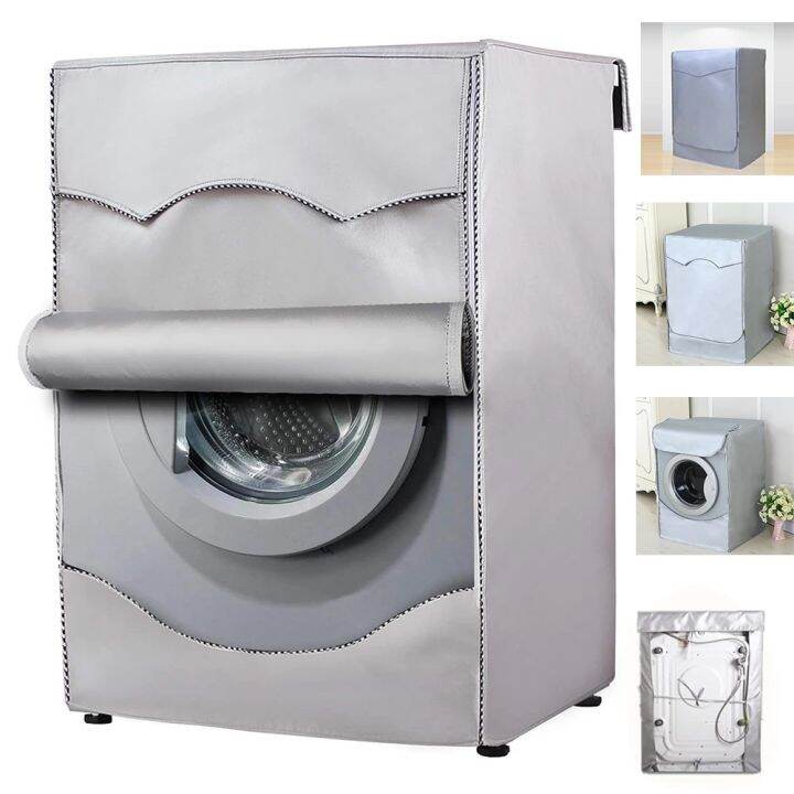 gray-laundry-dryer-cover-washing-machine-cover-polyester-fibre-sunscreen-laundry-silver-coating-waterproof-cover