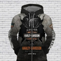 3D HOODIE-  XZX180305   Harley-Davidson Unisex Polyester Hoodie 3D All Over Prints 19