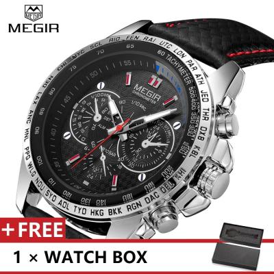 MEGIR นาฬิกาควอทซ์สุดเท่สำหรับผู้ชาย,นาฬิกาแฟชั่นที่มีชื่อเสียงนาฬิกาข้อมือมียี่ห้อดูหรูหรานาฬิกาข้อมือโพลียูรีเทนกันน้ำสำหรับ MGE1010G.02ผู้ชาย